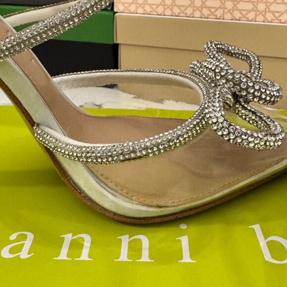 Gianni Bini Bridal Collection Ezlynn Rhinestone Embellished Bow Vinyl Toe Pumps - Picture 13 of 16